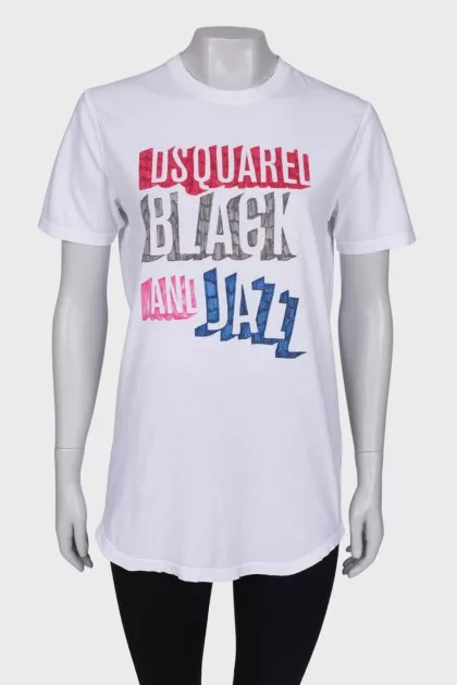 White long print T-shirt