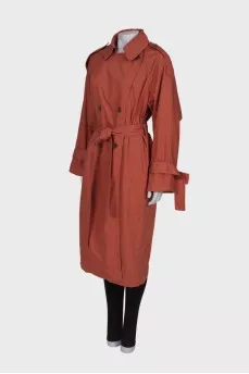 Dark orange waistband trench