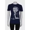 Navy blue print T-shirt