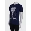 Navy blue print T-shirt