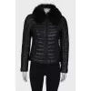 Leather jacket with fur