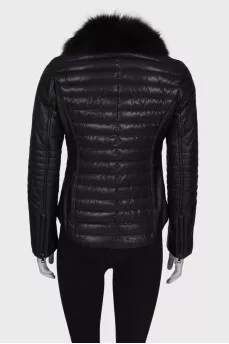 Leather jacket with fur
