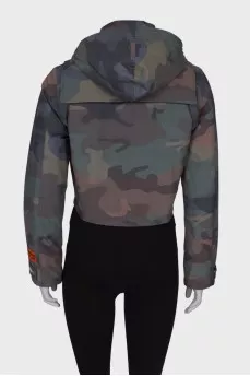 Cropped jacket in camouflage print