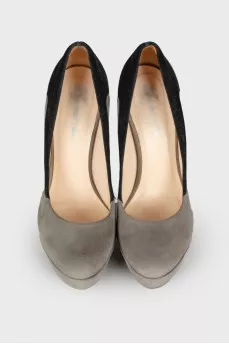 Suede shoes with rhinestone heels