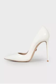White patent leather shoes