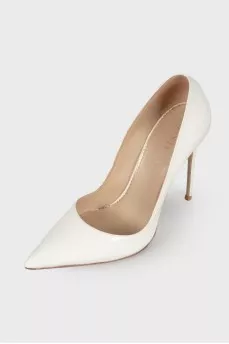 White patent leather shoes