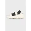 Black and white sandals elastic band closure