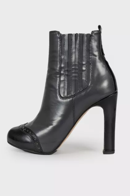 Perforated leather ankle boots