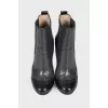 Perforated leather ankle boots