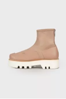Leather boots with chunky soles