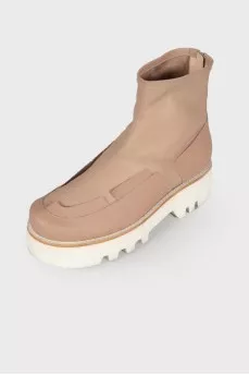 Leather boots with chunky soles