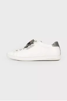 Decorated leather sneakers