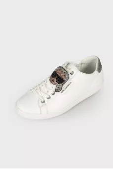 Decorated leather sneakers