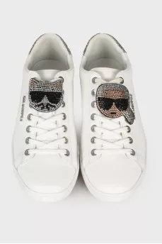 Decorated leather sneakers
