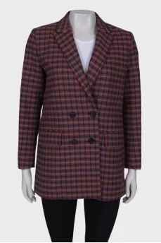 Checked double-breasted jacket