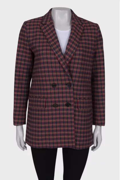 Checked double-breasted jacket
