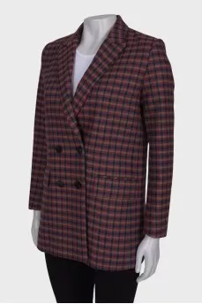 Checked double-breasted jacket