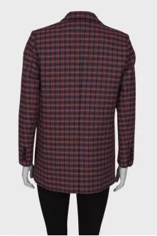 Checked double-breasted jacket