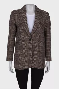 Straight-cut plaid jacket