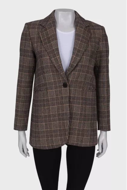 Straight-cut plaid jacket