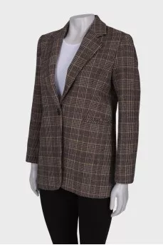Straight-cut plaid jacket