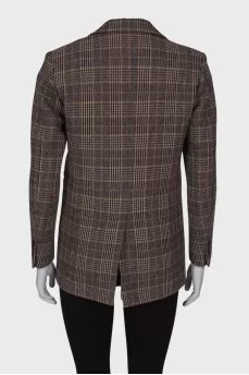 Straight-cut plaid jacket