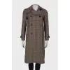 Checked double-breasted trench coat