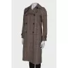 Checked double-breasted trench coat