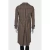 Checked double-breasted trench coat