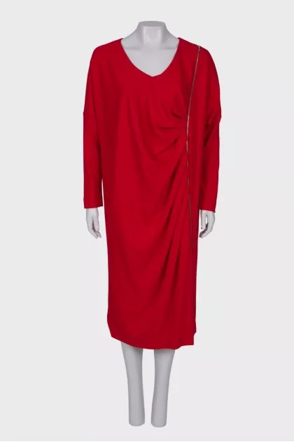 Red dress with side zip
