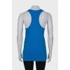 Blue T-shirt with sequins, with a tag