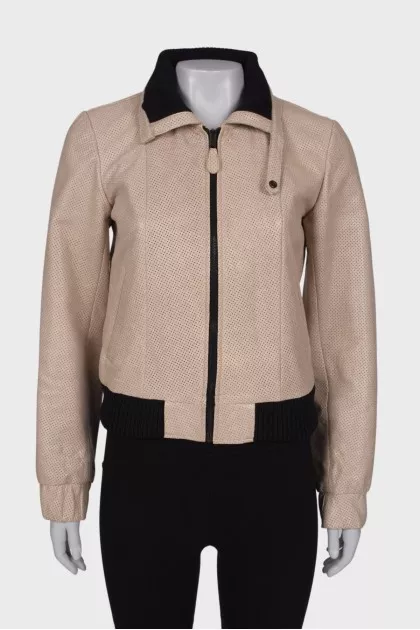 Beige leather jacket