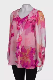 Silk blouse with ruffles