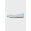 Light blue leather ballerina shoes