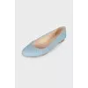 Light blue leather ballerina shoes