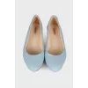 Light blue leather ballerina shoes