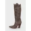 Embroidered leather boots