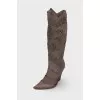 Embroidered leather boots