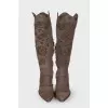 Embroidered leather boots