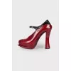 Burgundy leather pumps changeClear