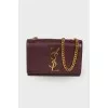 Leather mini bag with gold tone hardware