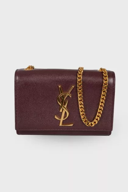 Leather mini bag with gold tone hardware