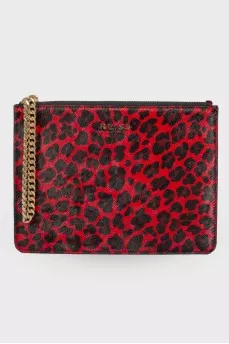Printed pony skin clutch