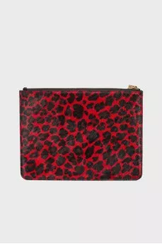 Printed pony skin clutch