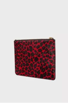 Printed pony skin clutch