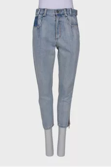 Light blue side zip jeans