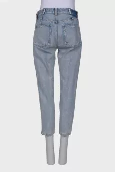 Light blue side zip jeans