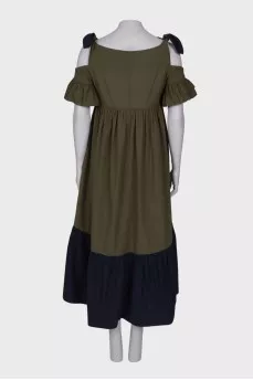 Two-tone open-shoulder dress