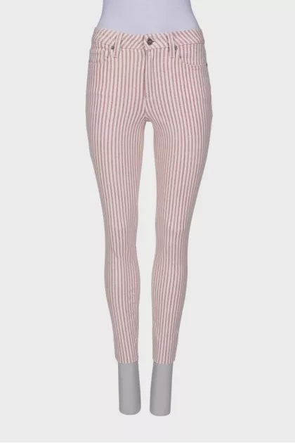 White striped jeans with tag