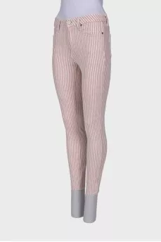 White striped jeans with tag